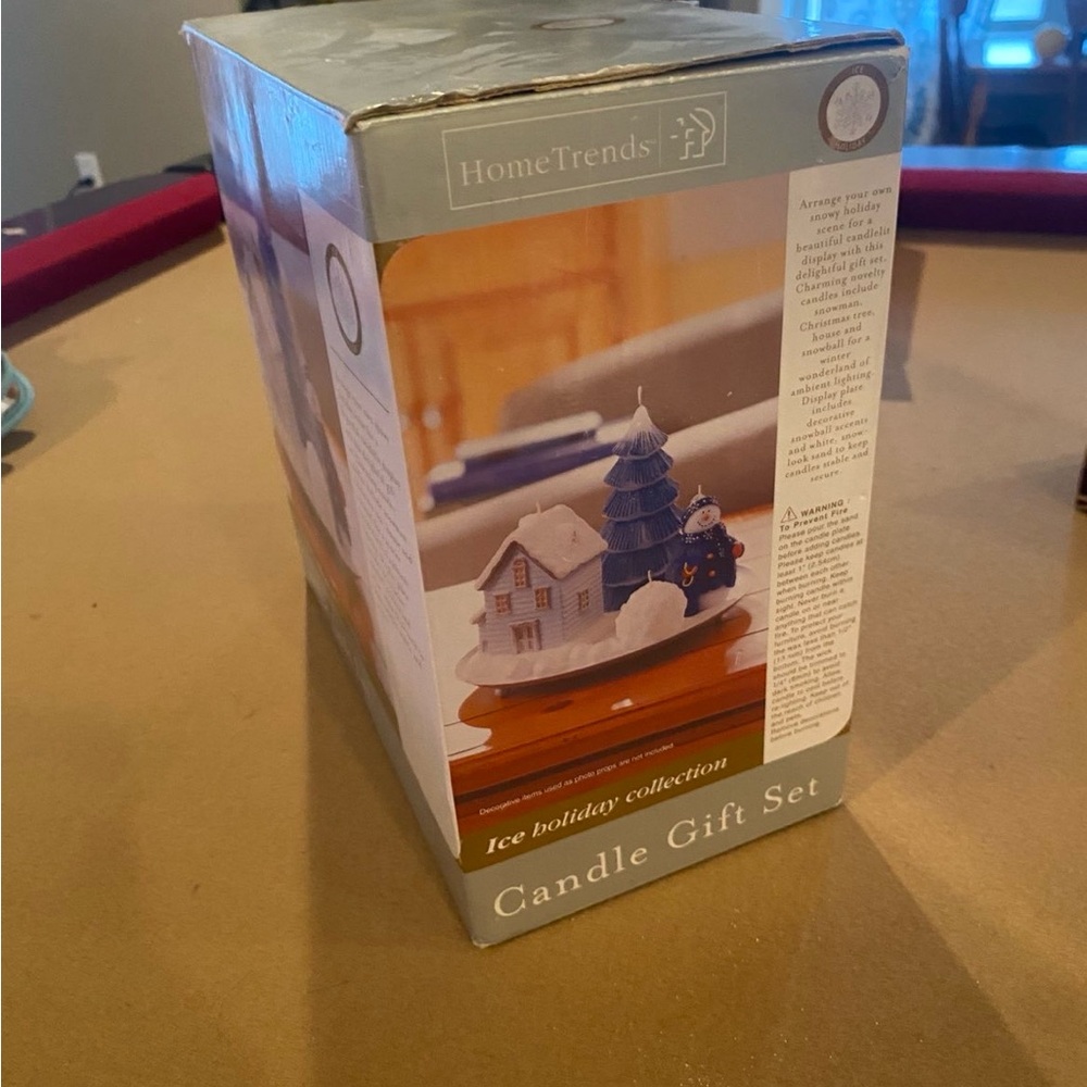 Ice Holiday Candle Gift Set - Blue and White